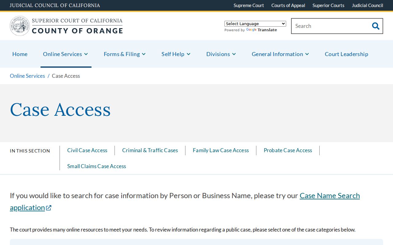 Laguna Beach people search through Orange County Superior Court case access