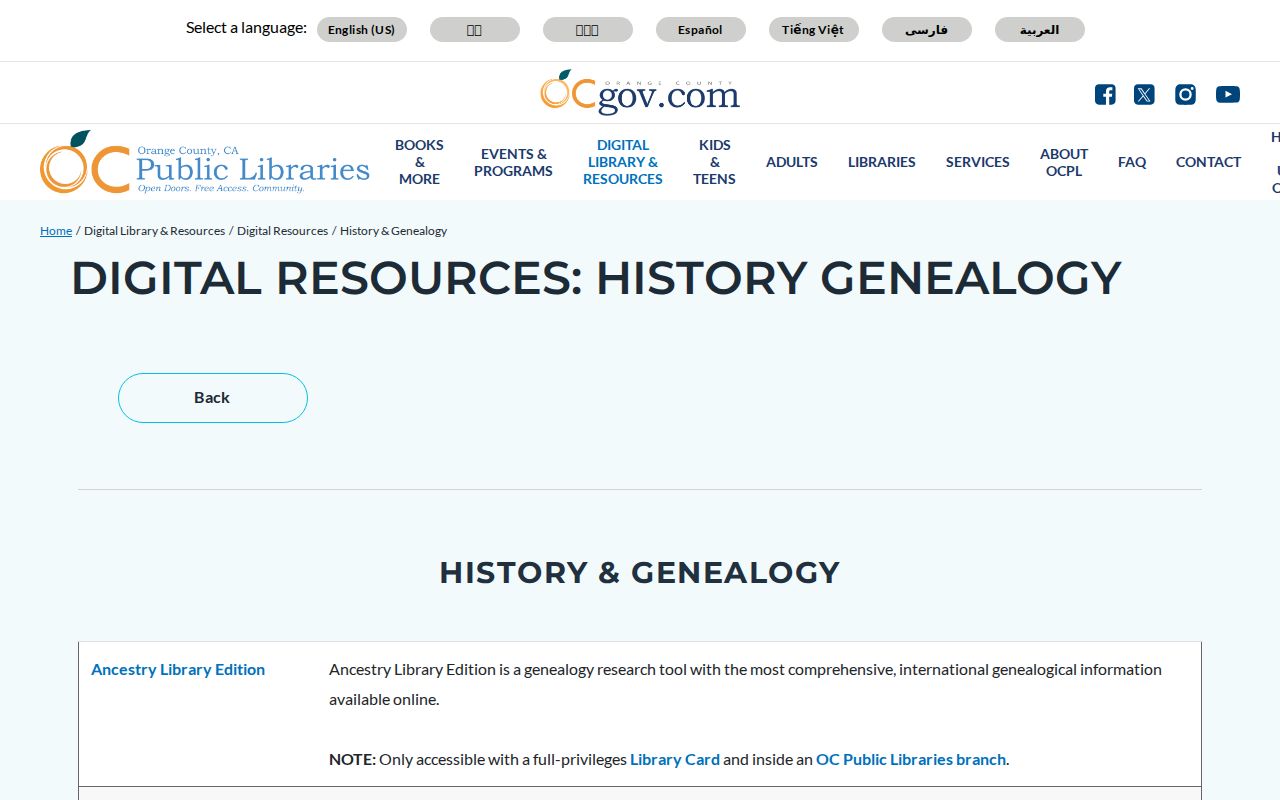 Laguna Beach directory sources in OCPL genealogy resources