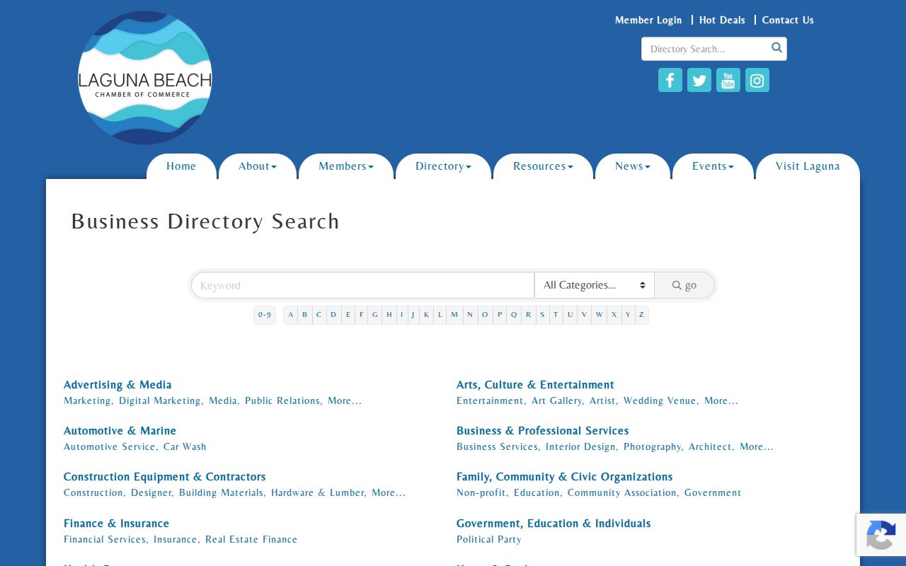 Laguna Beach directory of Chamber member listings