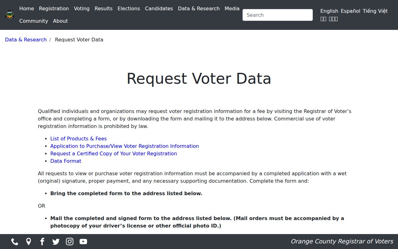 Laguna Beach voter records request information from Orange County